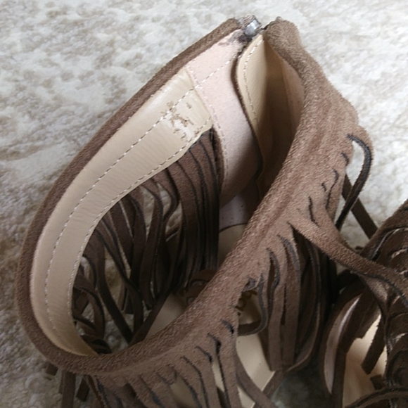 Charlotte Russe Fringe Ankle Faux Suede Pointy Toe Flat Shoes 10 Brown - Picture 11 of 16